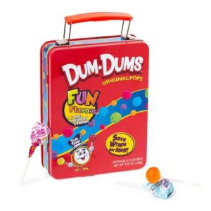 Dum Dums Mega Lunch Box Tin Filled with Lollipops 3.85oz